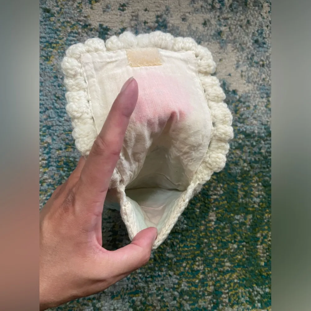 Handmade vintage crochet Velcro wallet mini pouch Green - Image 6