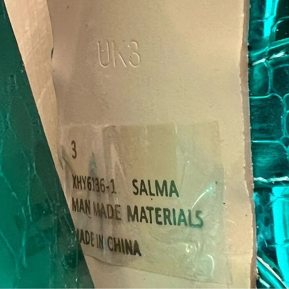 EGO Salma Teal Green Metallic Croc Pyramid Heel Tie Sandals Size 5 - Image 6