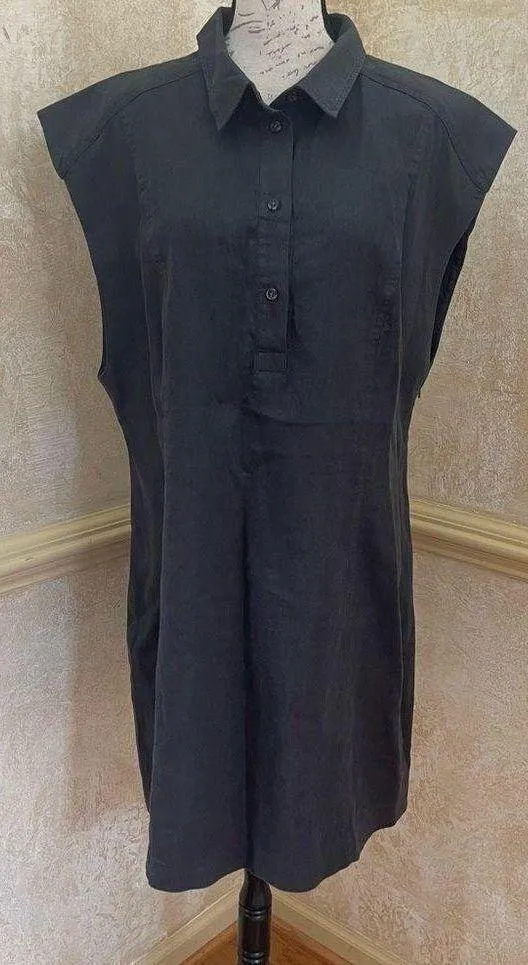 H&M LINEN-BLEND DRESS GREY FRONT BUTTONS SZ US XL - Image 16