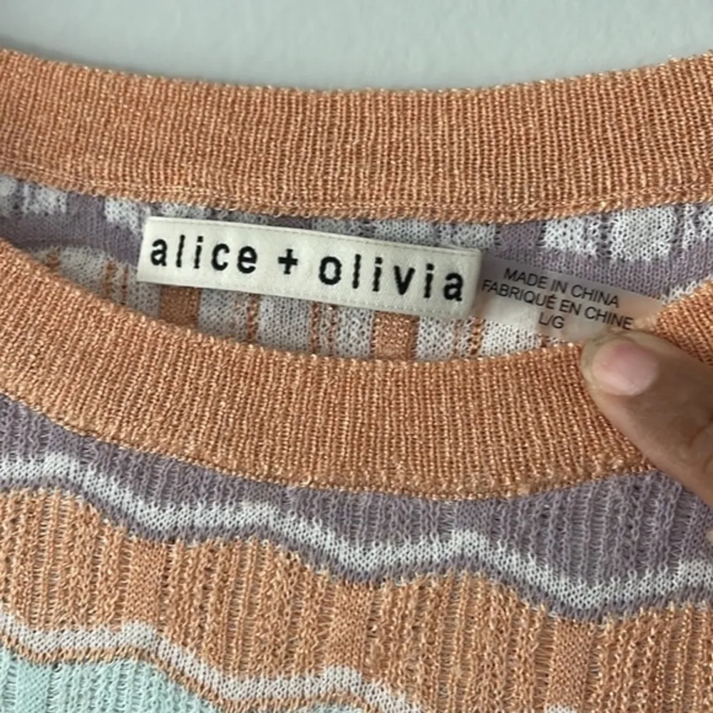 Alice & Olivia Antonella Multicolor Pastel Stripe Sweater Blouse Size La… - Image 5