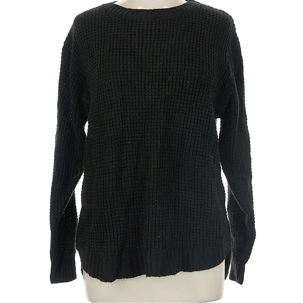Elegant Black Women's Cable Knit Crew Neck popcorn Sweater Size 2X - Image 2