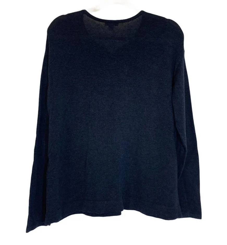 J. Jill Deep Navy Blue Sweater Blouse w/ Tie Neck - Image 5