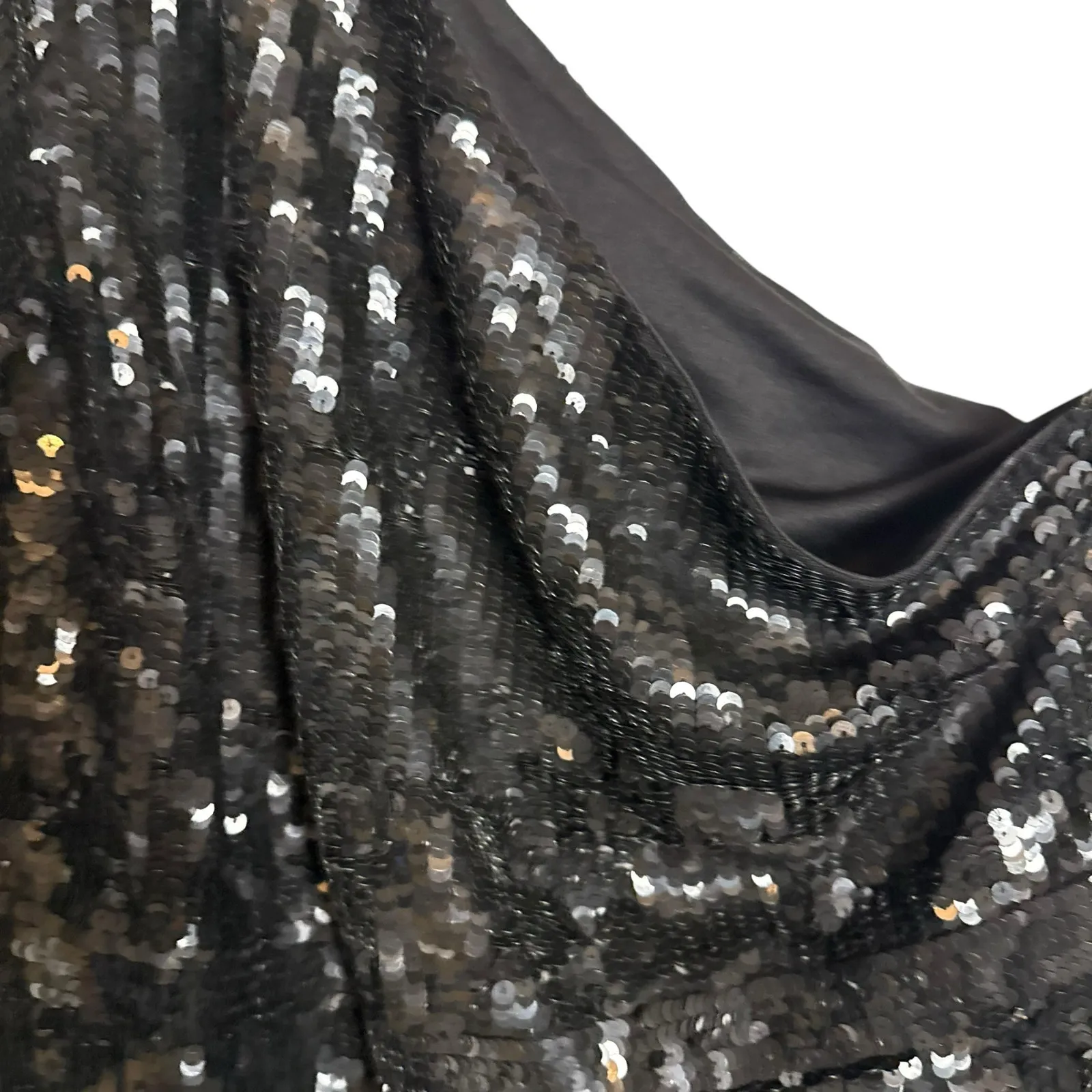 Mac Duggal Black One Shoulder Sequin Slit Column Evening Formal Gown 12 - Image 4