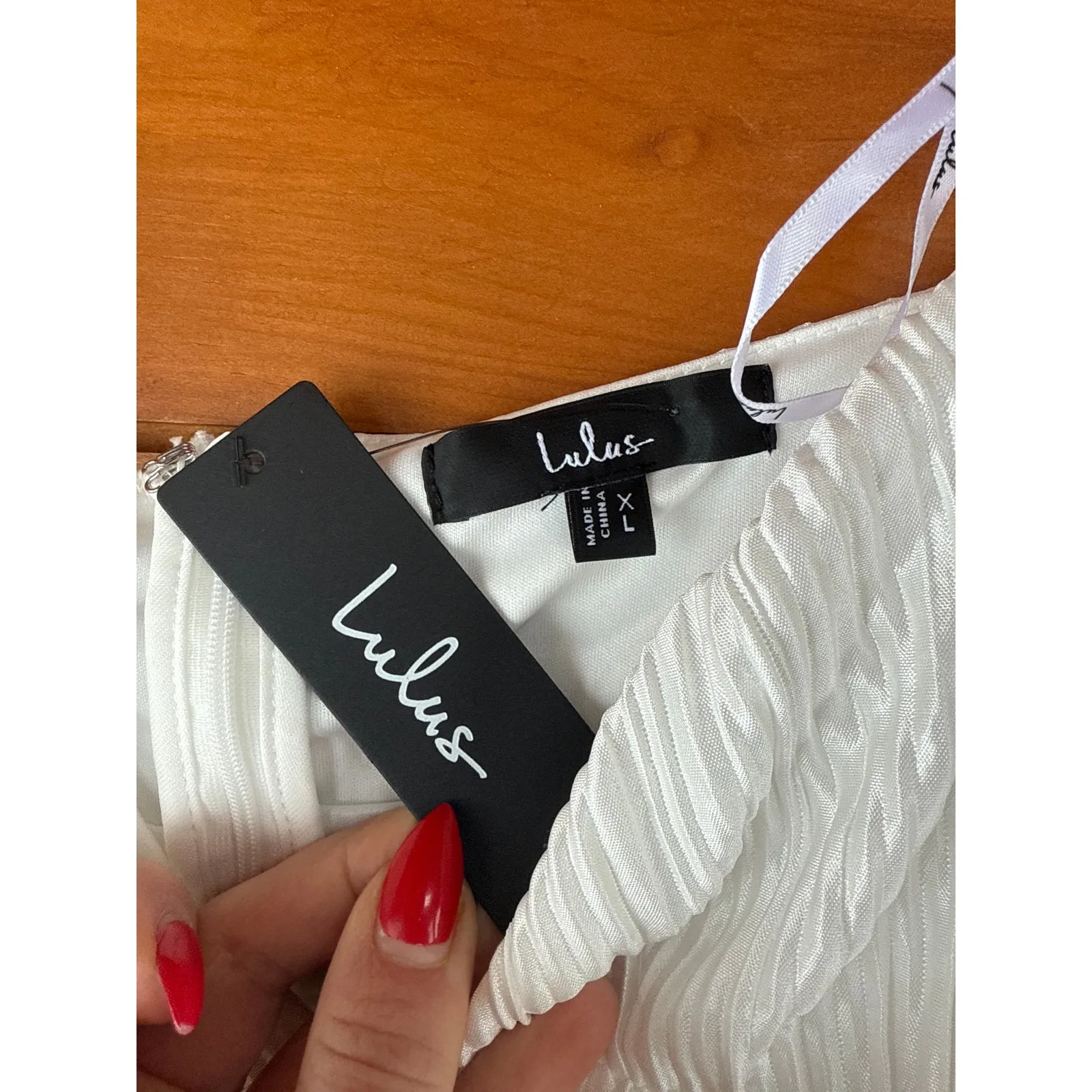 NWT Lulus Sleek Dedication White Satin Plisse Cutout Tiered Mini Dress Size XL - Image 5