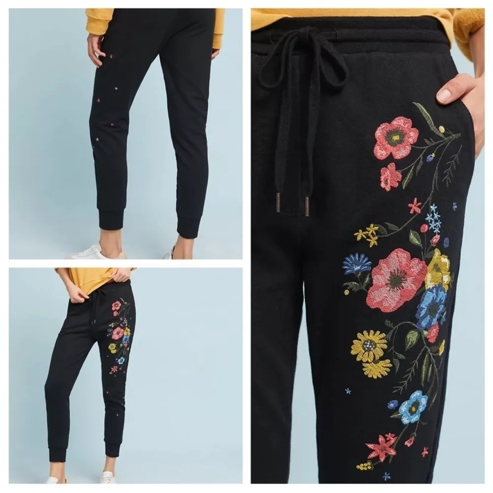 Sundry  Black Embroidered Joggers - Image 8