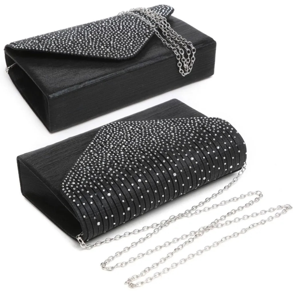 ⚡Women's Magnetic Closure Chain Strap Crossbody Envelope Black Clutch Handbag - Image 3
