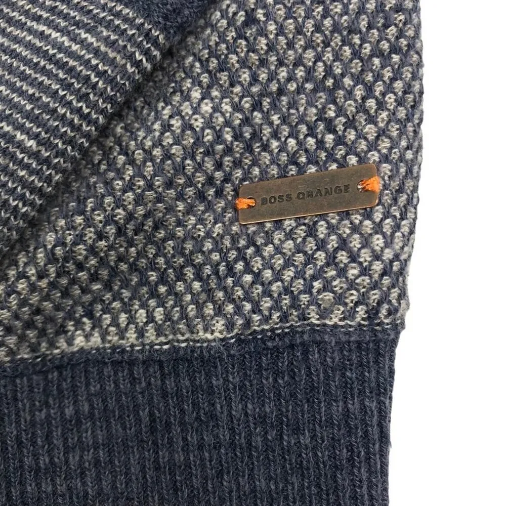 HUGO BOSS Linen Blend Sweater Women L Blue Colorblock Unisex Y2K Retro Romantic - Image 5