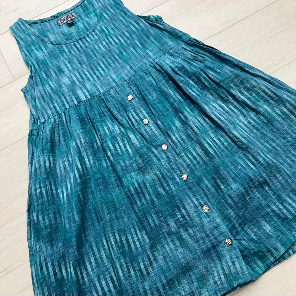 Altiplano Cotton Dress Size M/L | Handwoven in Guatemala Blue Size M - Image 3