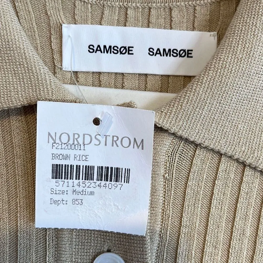 Samsøe Samsøe Lucy Polo Midi Dress 13997 Medium NWT Tan - Image 12