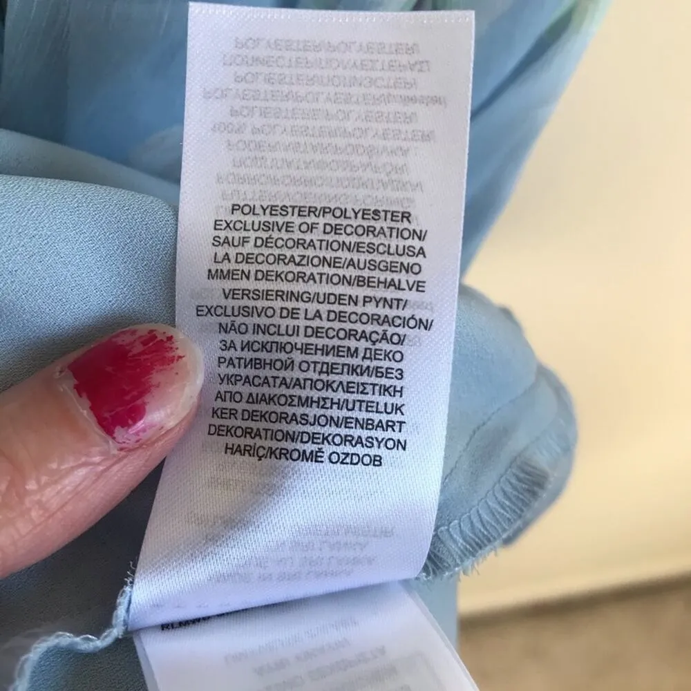 Ralph Lauren Dress Summer Sleeveless Floral Light Blue Button Top Size 12 - Image 7