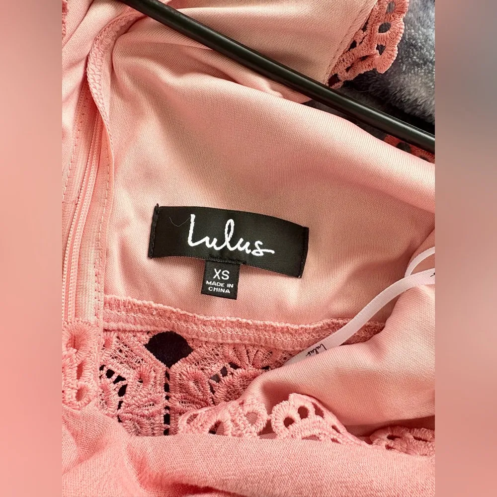Lulus Pink Lace Cutout Mini Dress XS NWT - Image 3