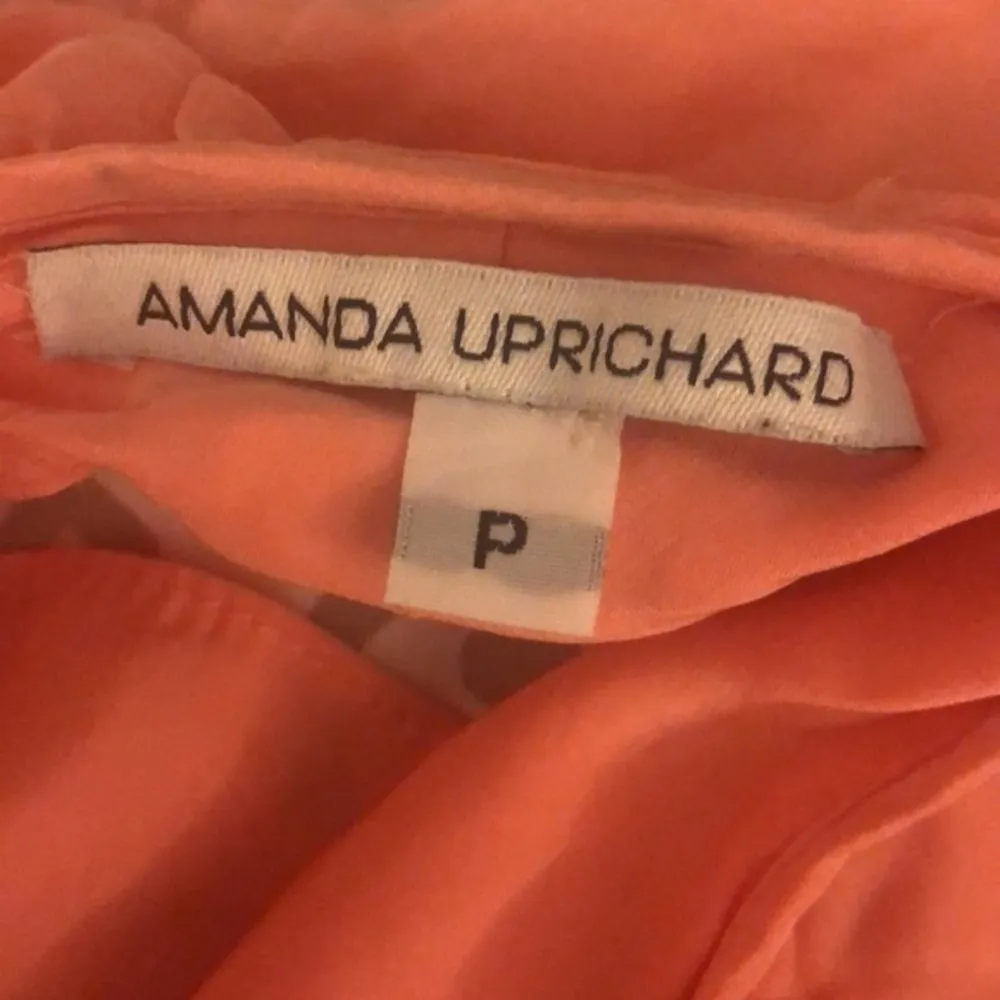 AMANDA UPRICHARD SILK RUFFLE HALTER PEACH PINK SOFT GIRL DRESS FAUX WRAP FRONT - Image 7