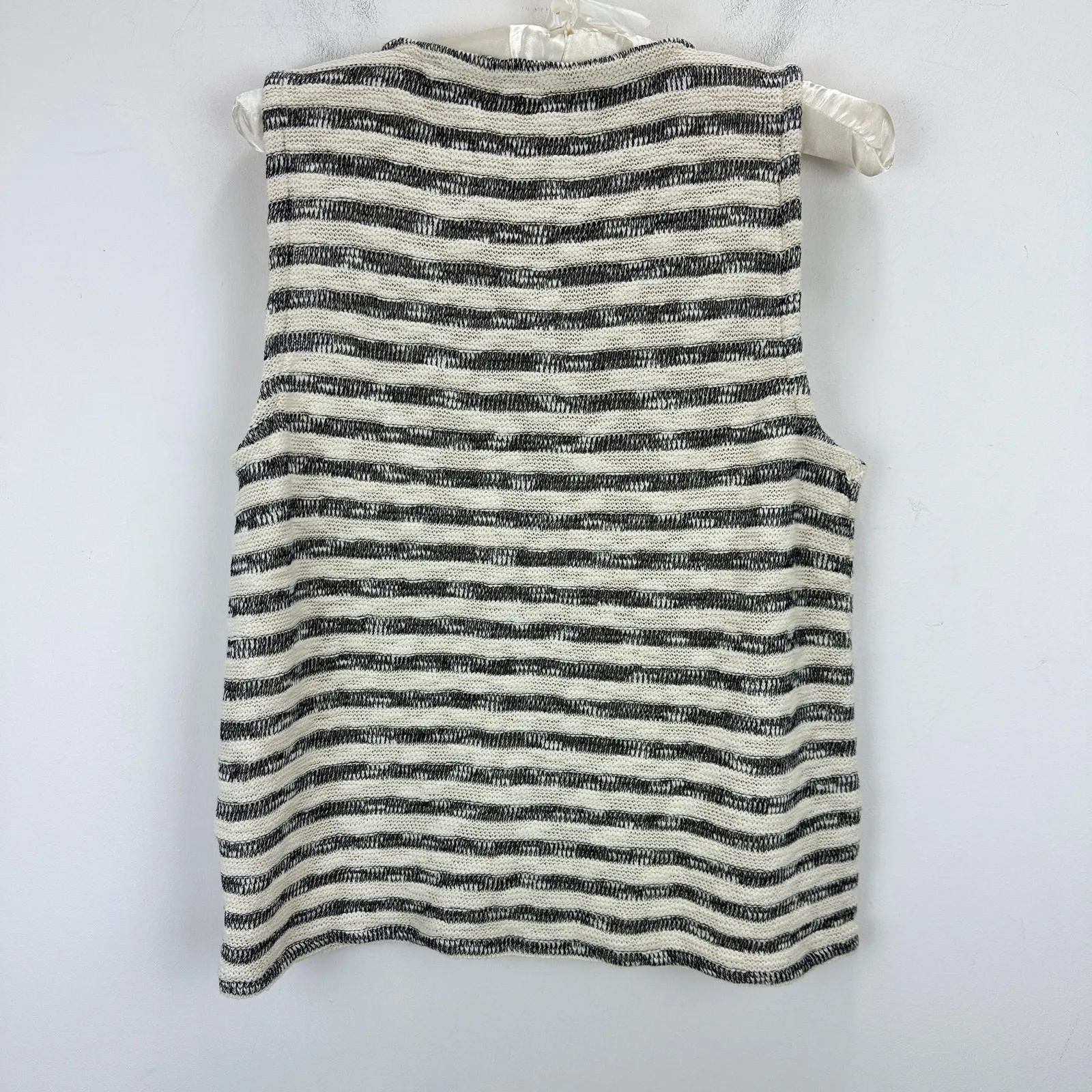 Madewell Crewneck Sweater Vest Striped Knit Cotton Blend Natural Medium NWT - Image 13