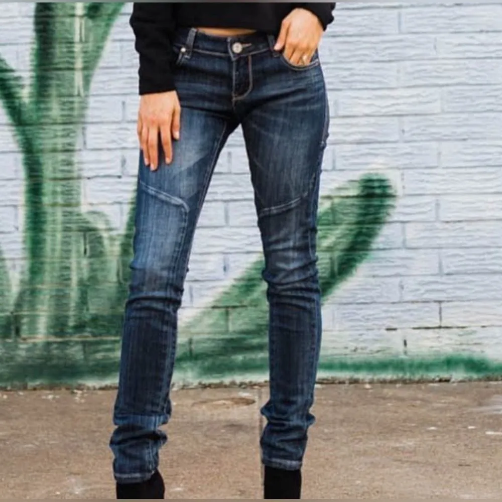 Tin Haul Womens Trixie western Pieced Back Deco Blue Cotton Blend Jeans Sz 26 S - Image 3