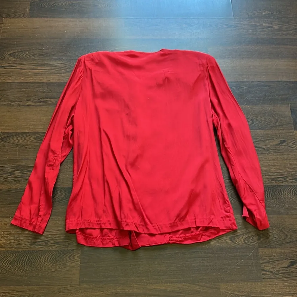 Vintage Tareti Howard Levi Double Button Down Long Sleeve Blouse Red 14 - Image 5