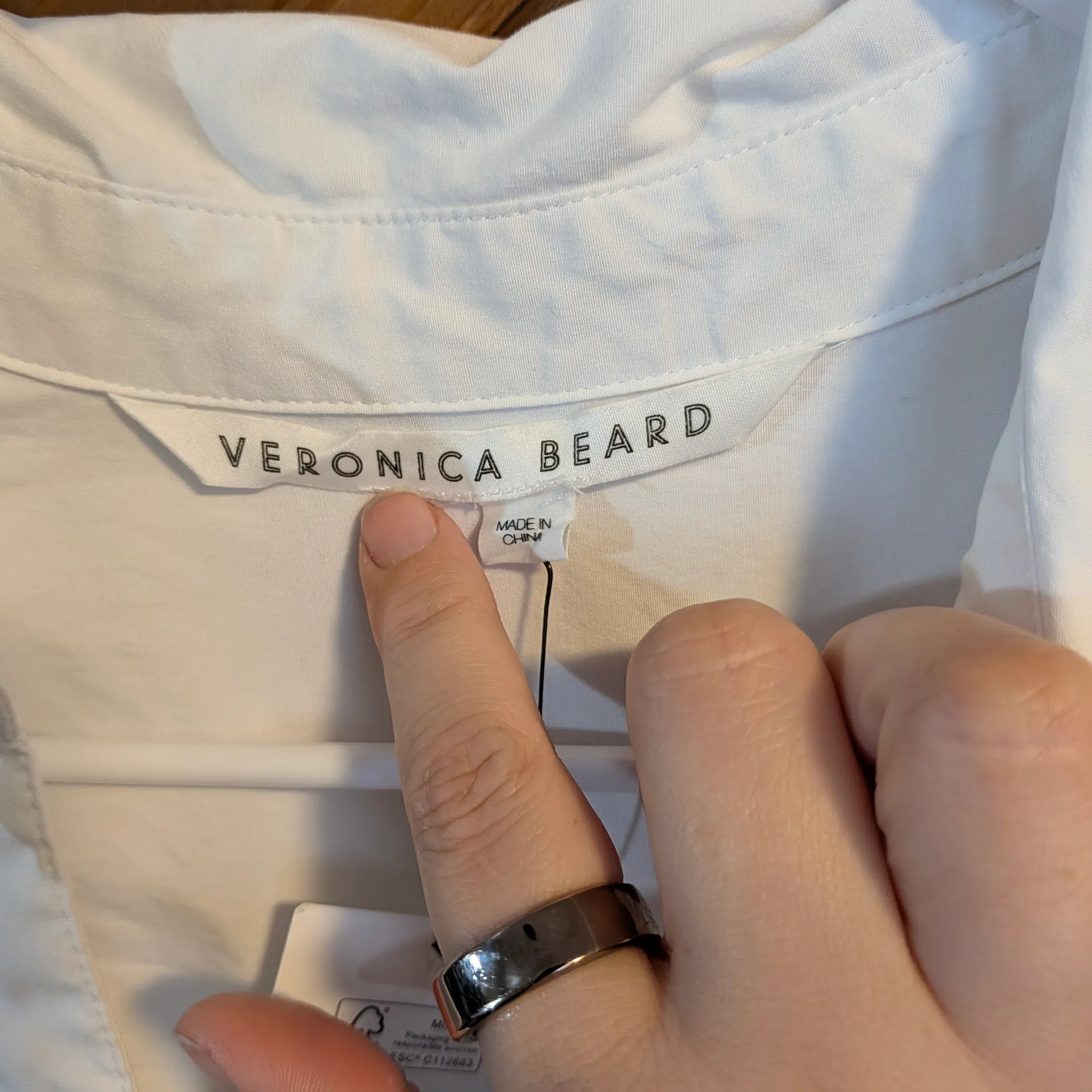 Veronica Beard Aimee mini shirtdress in white stretch cotton-blend poplin - Image 3