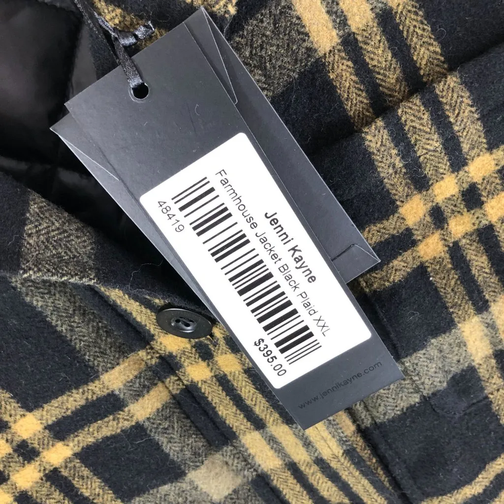 Jenni Kayne Womens Farmhouse Jacket Wool Blend Quilted Lining Yellow Black XXL - Image 7