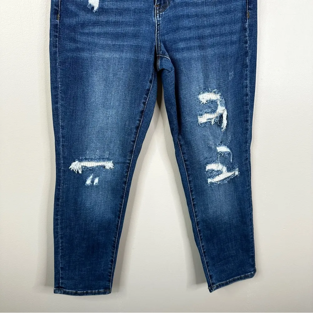 Judy Blue Jeans Women’s 27 Blue Aggie Mid-Rise Thermal Patch Boyfriend Fit - Image 5