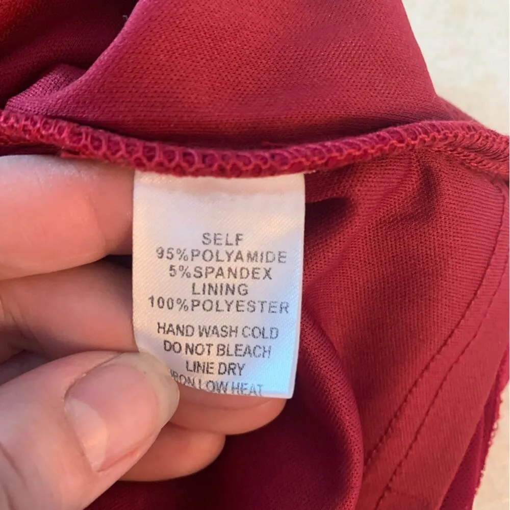 Akira red ruched sexy mini dress long sheer sleeves off shoulder womans large u - Image 8