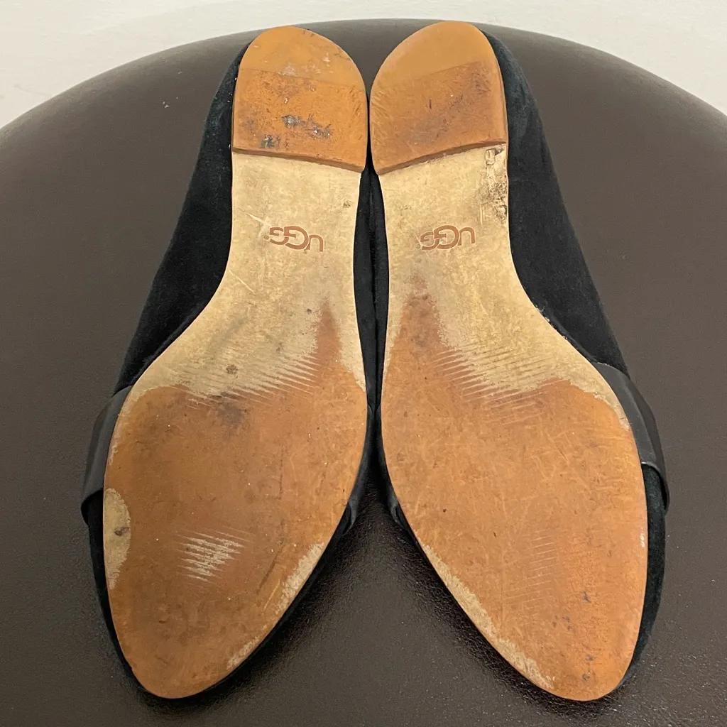 Ugg Black Jonette Suede Leather Flats 6 Almond Toe *No Box* - Image 7