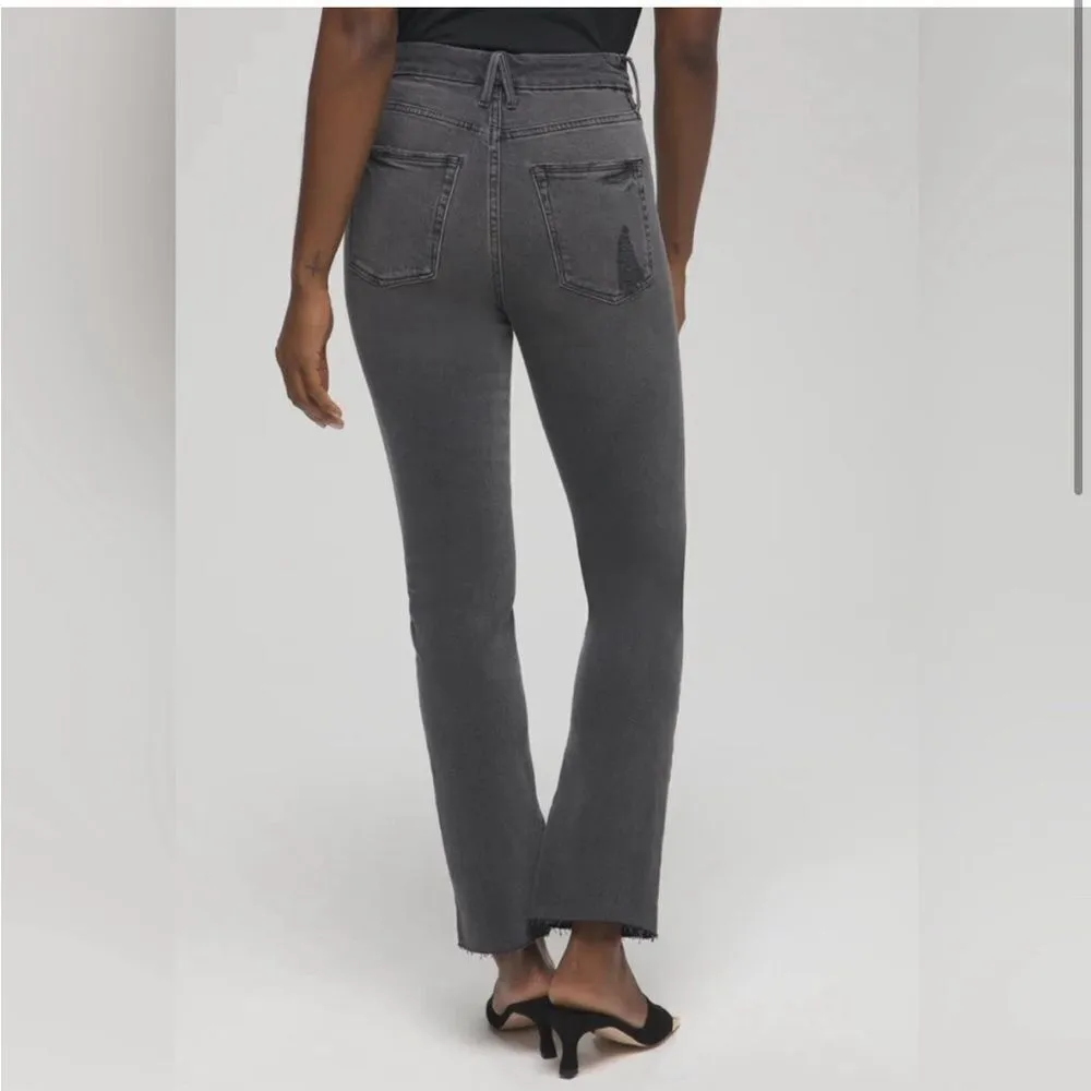 Good American Good Boy‎ Slit Hem Straight Leg Jeans Gray Sz 00/24 - Image 3