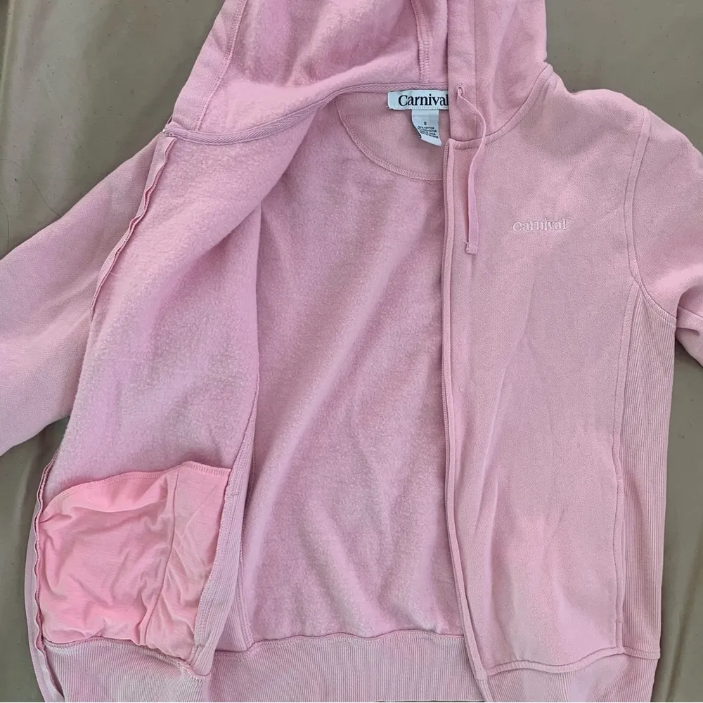 Pastel Pink Zip Up Sweatshirt - Image 2