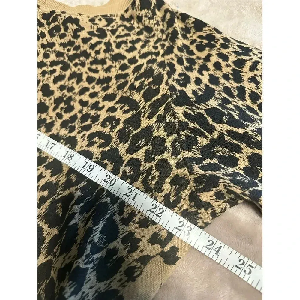 Current/Elliott Open Back Cropped Crew Neck Leopard Size 1 Casual Lightweight - Image 6