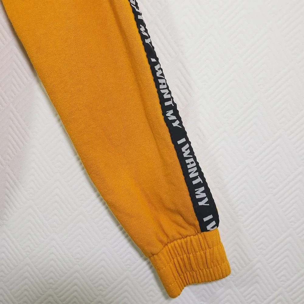 MTV Women's XS Gold, Yellow Stripe Pullover, Long Sleeve, 1/4 Zip Front Hoodie Orange - Image 6