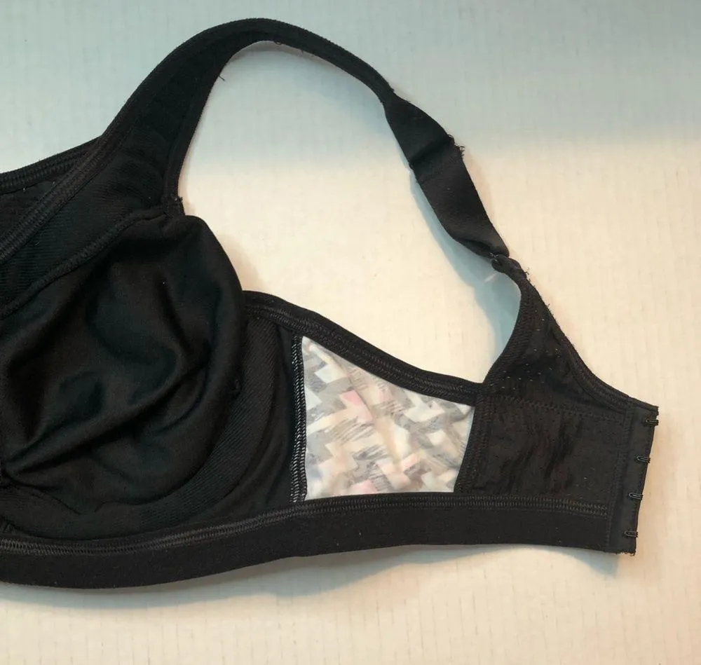 Glamorise Sports Bra Elite Performance Double Layer Black Pattern Sz 34D GUC - Image 10