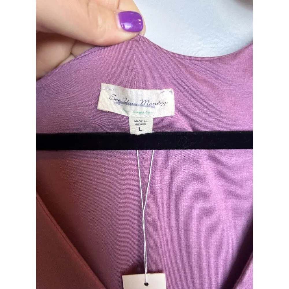 See You Monday Bodycon Dress Women Size Large L Pink Stretchy Pencil - Image 4