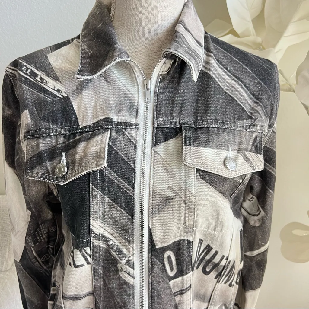 Helmut Lang Long Sleeve Textured Denim Trucker Jacket In Grey - Image 4