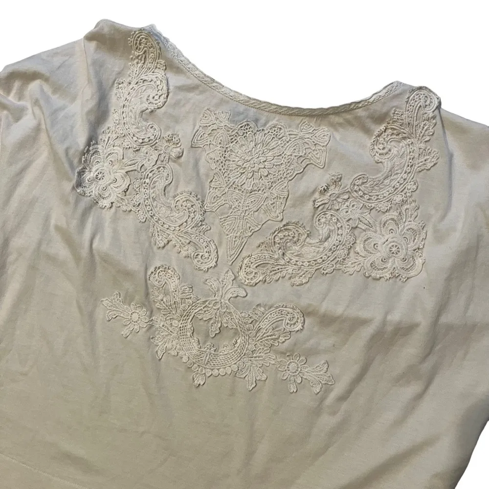 Polo Ralph Lauren Blue Label Ivory  Laced Embroidery Dolman Sleeve Top, Sz L - Image 10