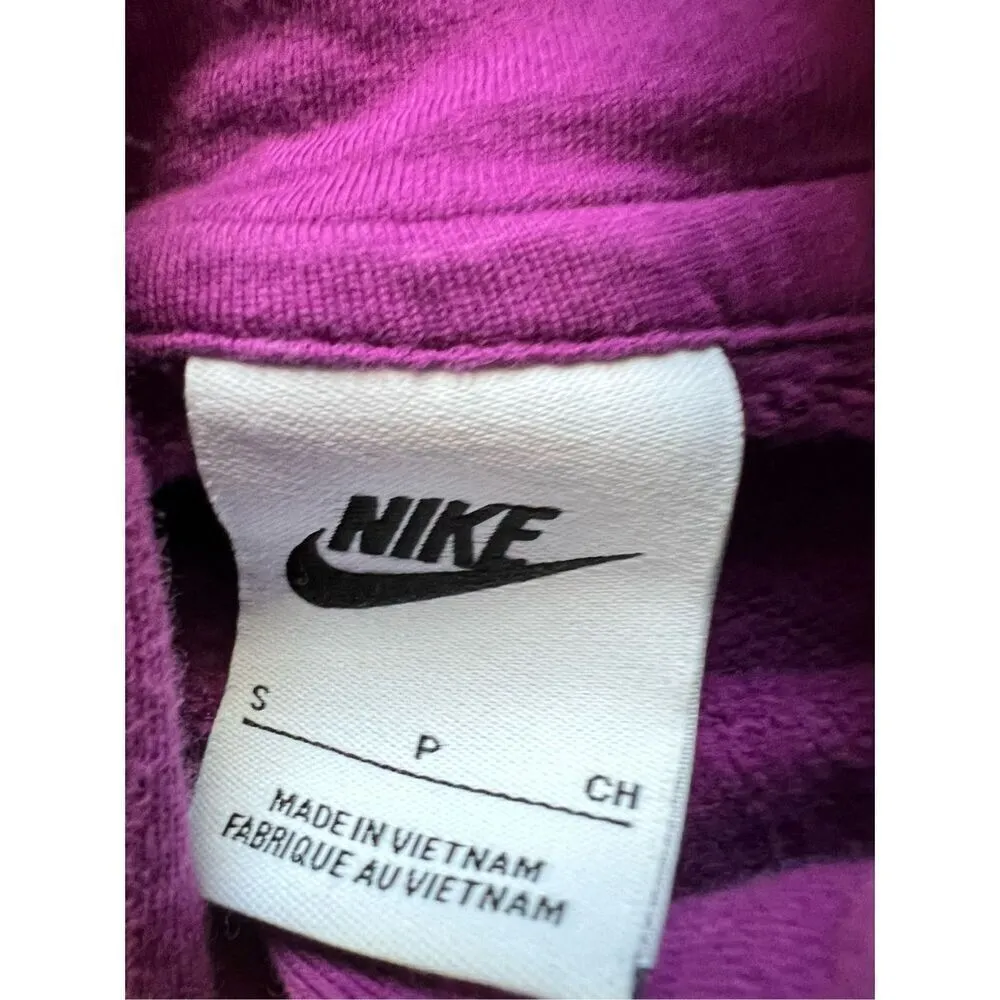 Nike Fuchsia Purple White Logo Club Pullover Fleece Hoodie Women's Small - Image 3