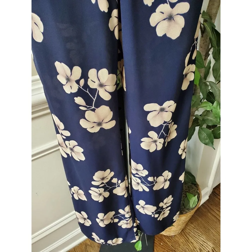 Sienna Sky Women Blue Floral Polyester Sleeveless Halter Neck Casual Jumpsuit S - Image 4