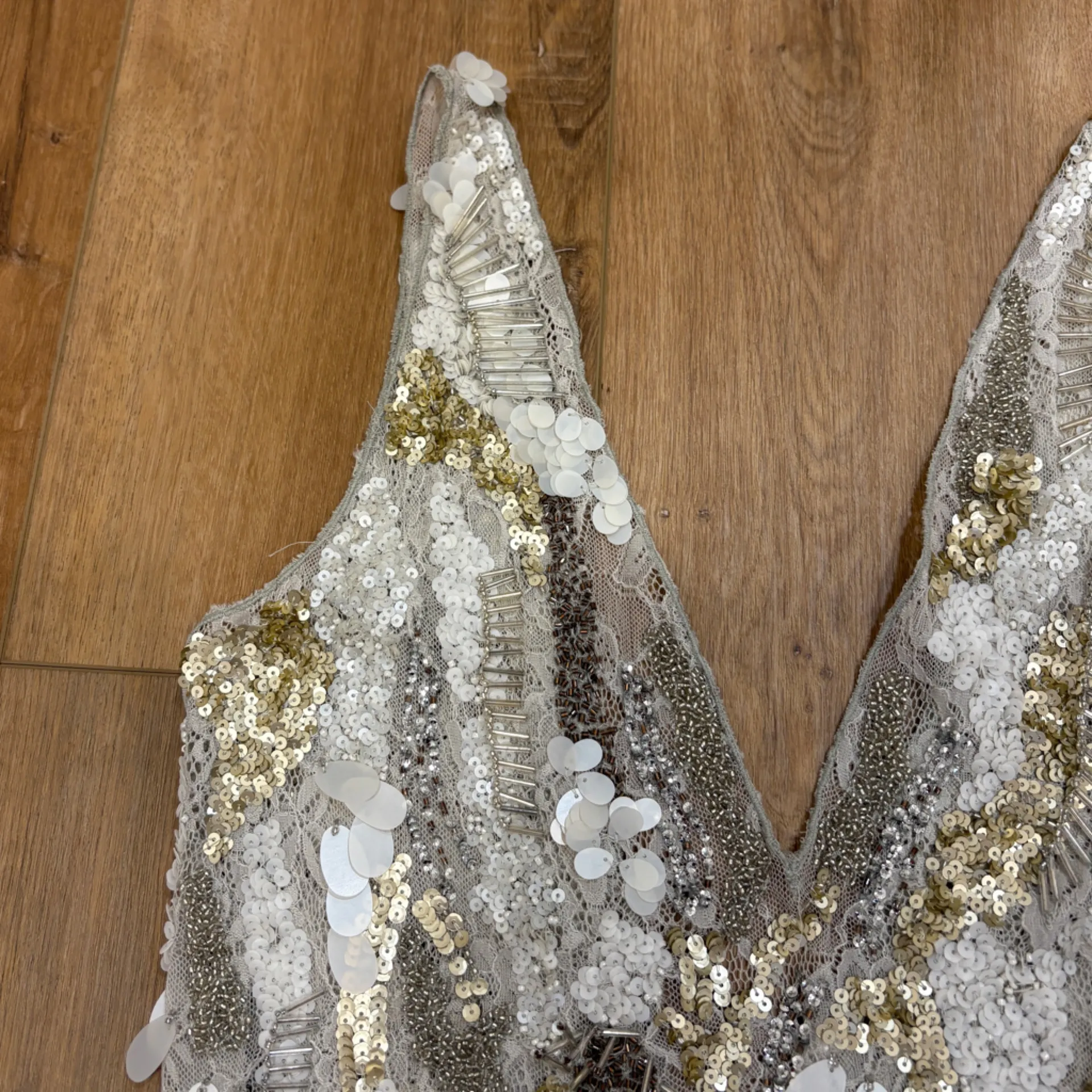 NWT 🌟ZARA🌟 LIMITED EDITION BEADED SLIP GOWN DRESS SILVER SZ M - Image 5