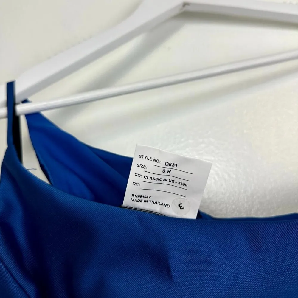 ALFRED SUNG Strapless Satin Classic High Low Hem Dress in Classic Blue Size US 0 - Image 6