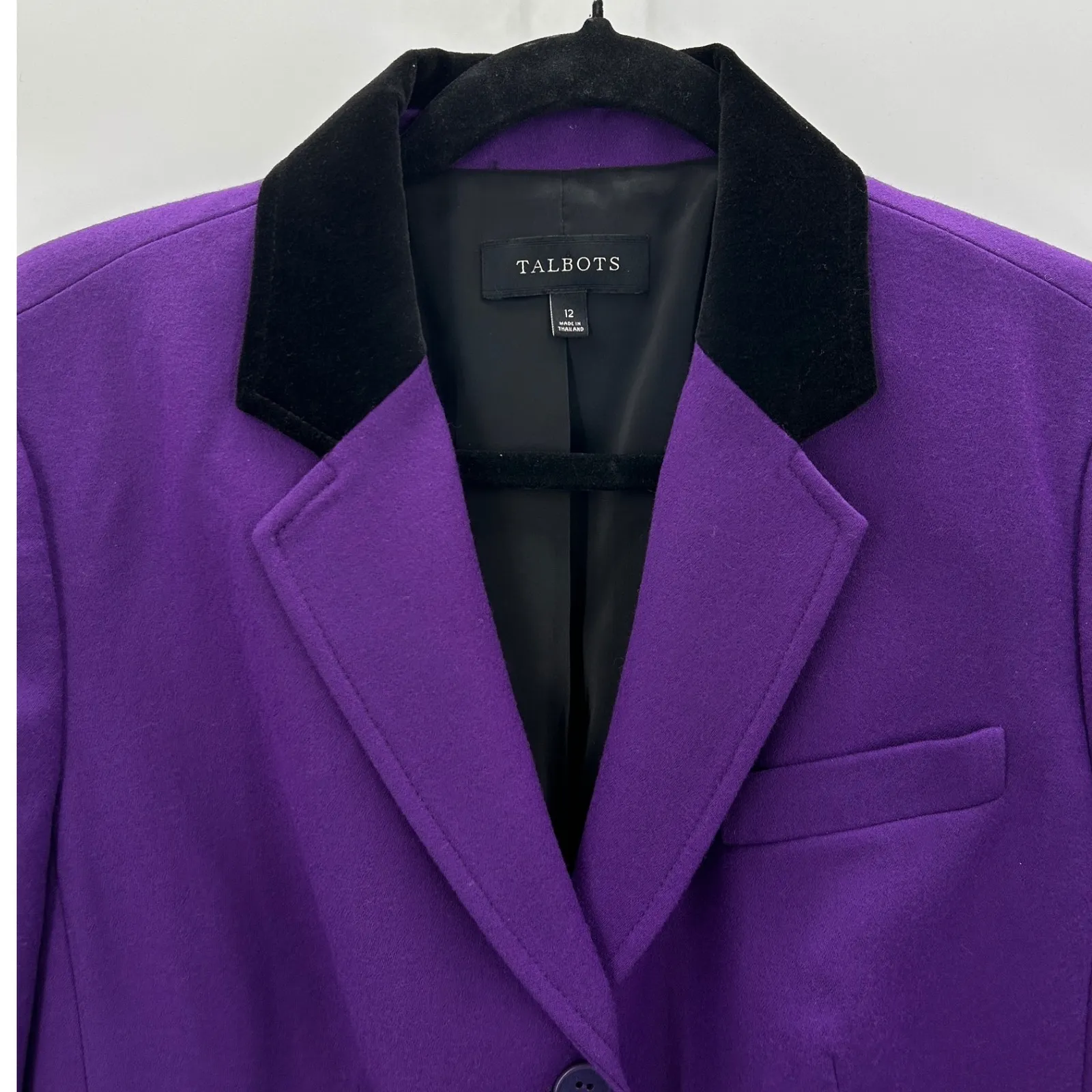 Talbots Women's Purple Wool Blazer Jacket Velvet Collar Size 12 Regal Jewel Tone - Image 2