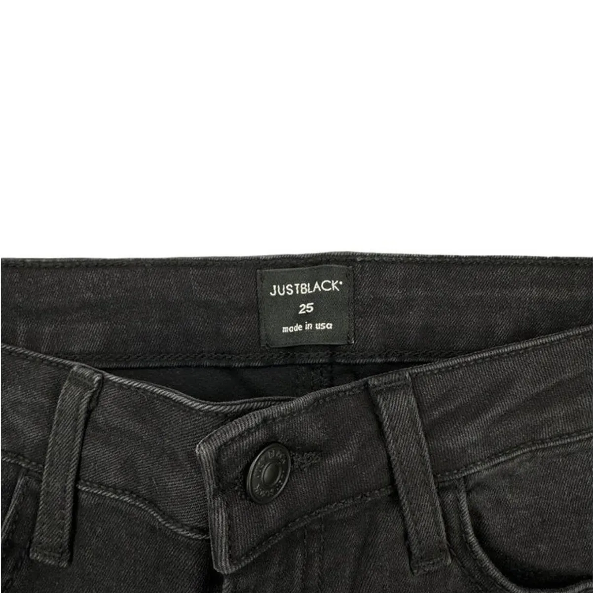 Just Black - Cropped Skinny Jeans with Fringe Hem in Washed Black - Image 3