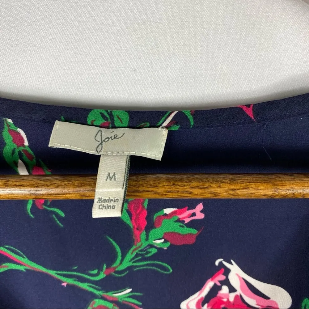 JOIE Rain B Rose Print Tank in Blue - Size Medium - Image 3