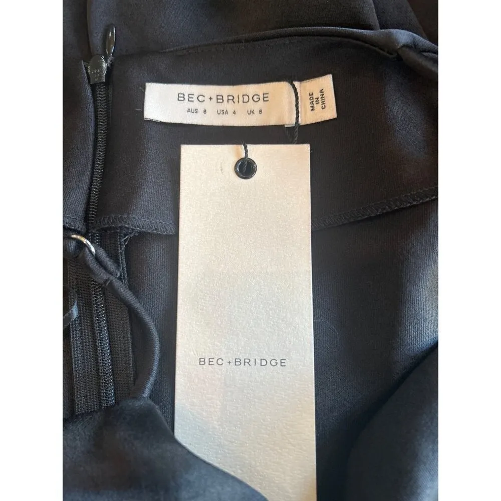 Bec + Bridge Camille Satin Maxi Skirt Black Womens Size 4 - Image 8