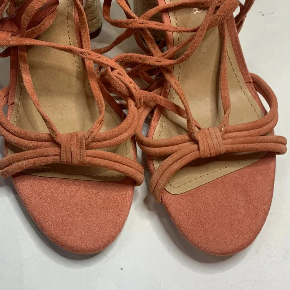 Gibson Latimer women’s Peach Strappy Suede 3.5” Sandals Heels New S-086 Sz 10 - Image 3