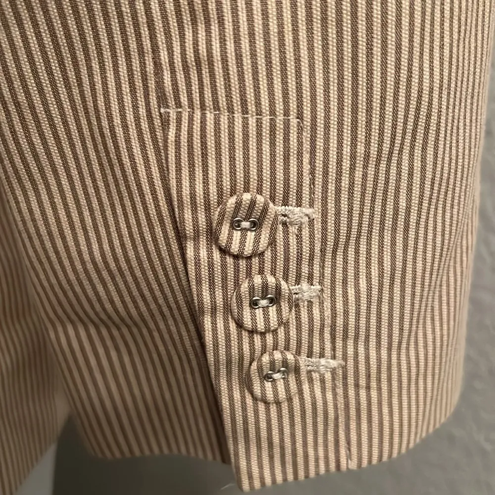 Ann Taylor LOFT Women Blazer Striped  Pleated 3/4 Sleeve Size 10 - Image 7