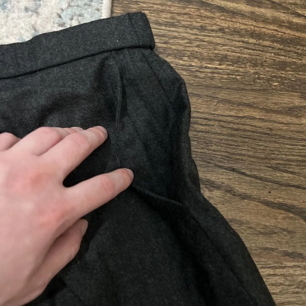 $325 Theory Women's Gray Pleated Wool Treeca Trouser Pants Size 14 - Image 3