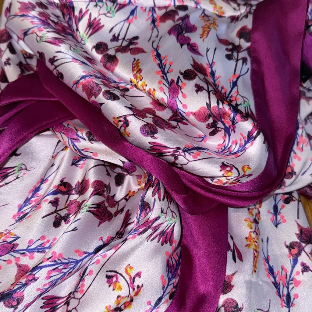 Victoria's Secret Vintage Floral Satin Kimono Robe XS/S Purple Short Y2K belted - Image 2