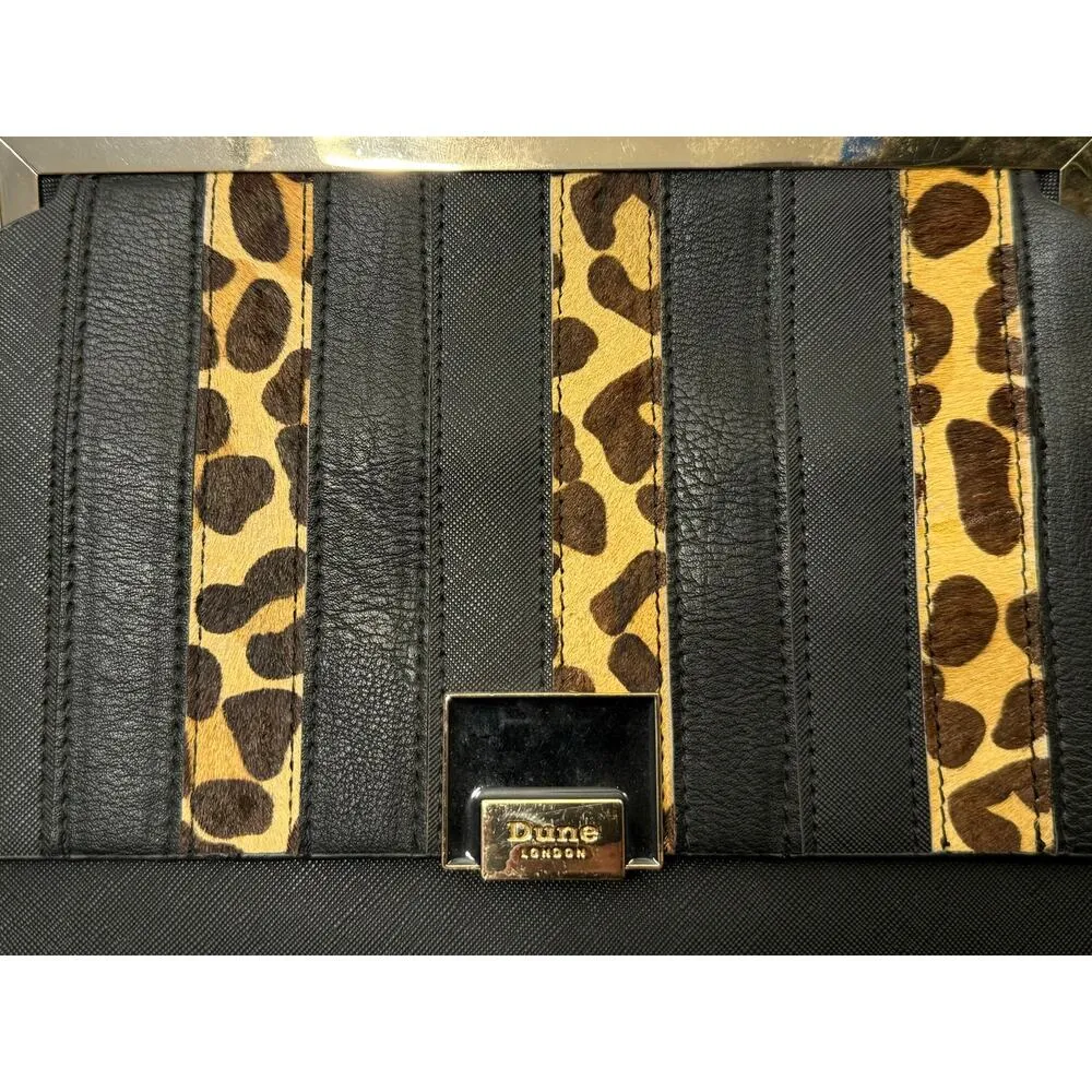 VGUC Dune London Black Faux Leather/Calf Hair Handbag w/ Strap - Image 3