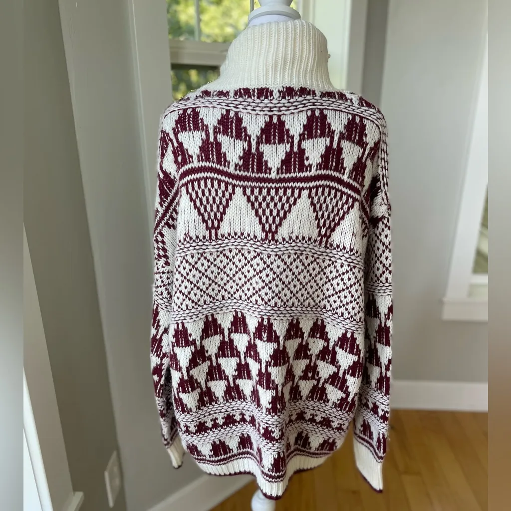 Vintage Liberty Lane Burgundy and White Intarsia Heart Sweater Size XL Red - Image 3
