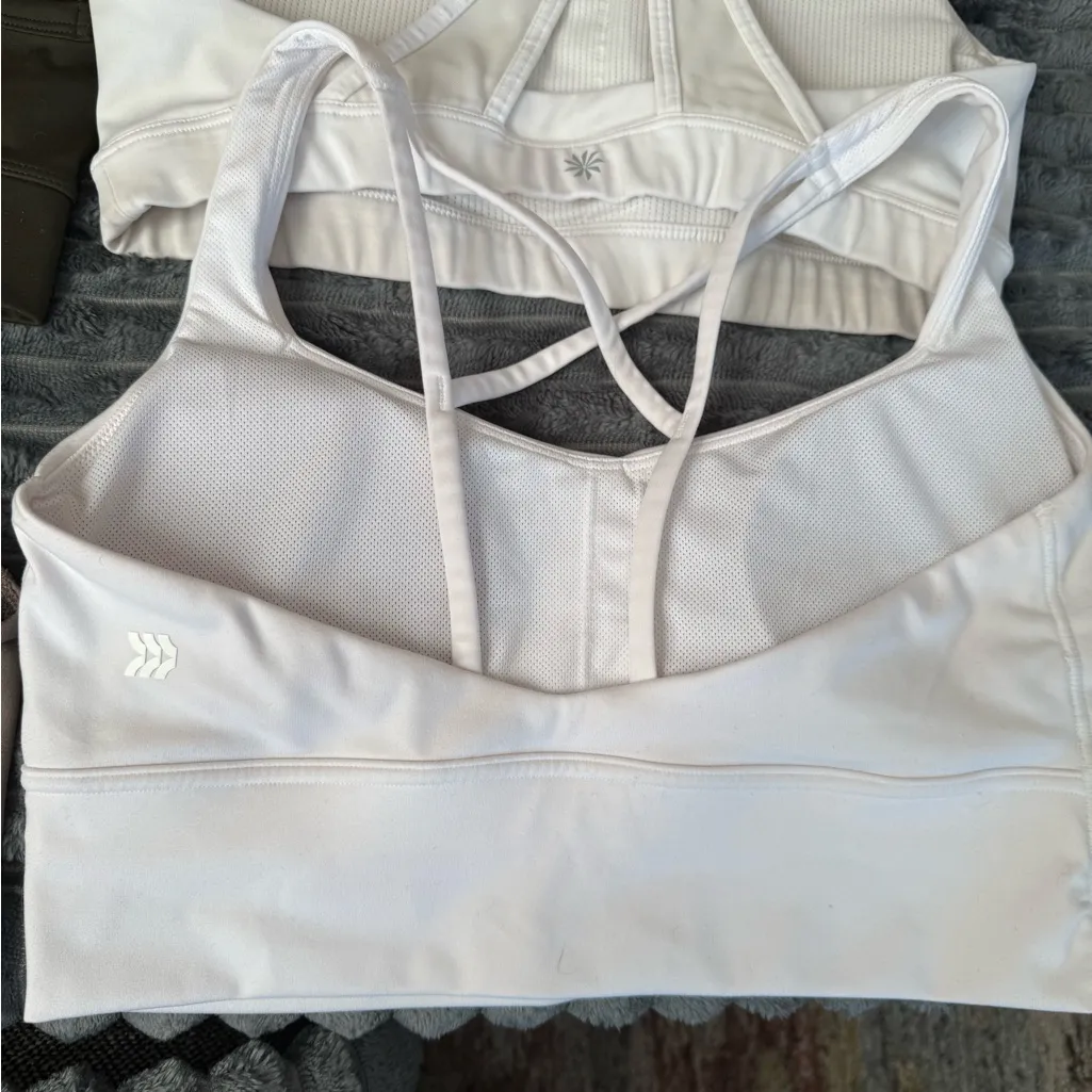 Lot of 4 Sports Bras All in Motion Athleta White Olive Green Tan Size Medium - Image 7