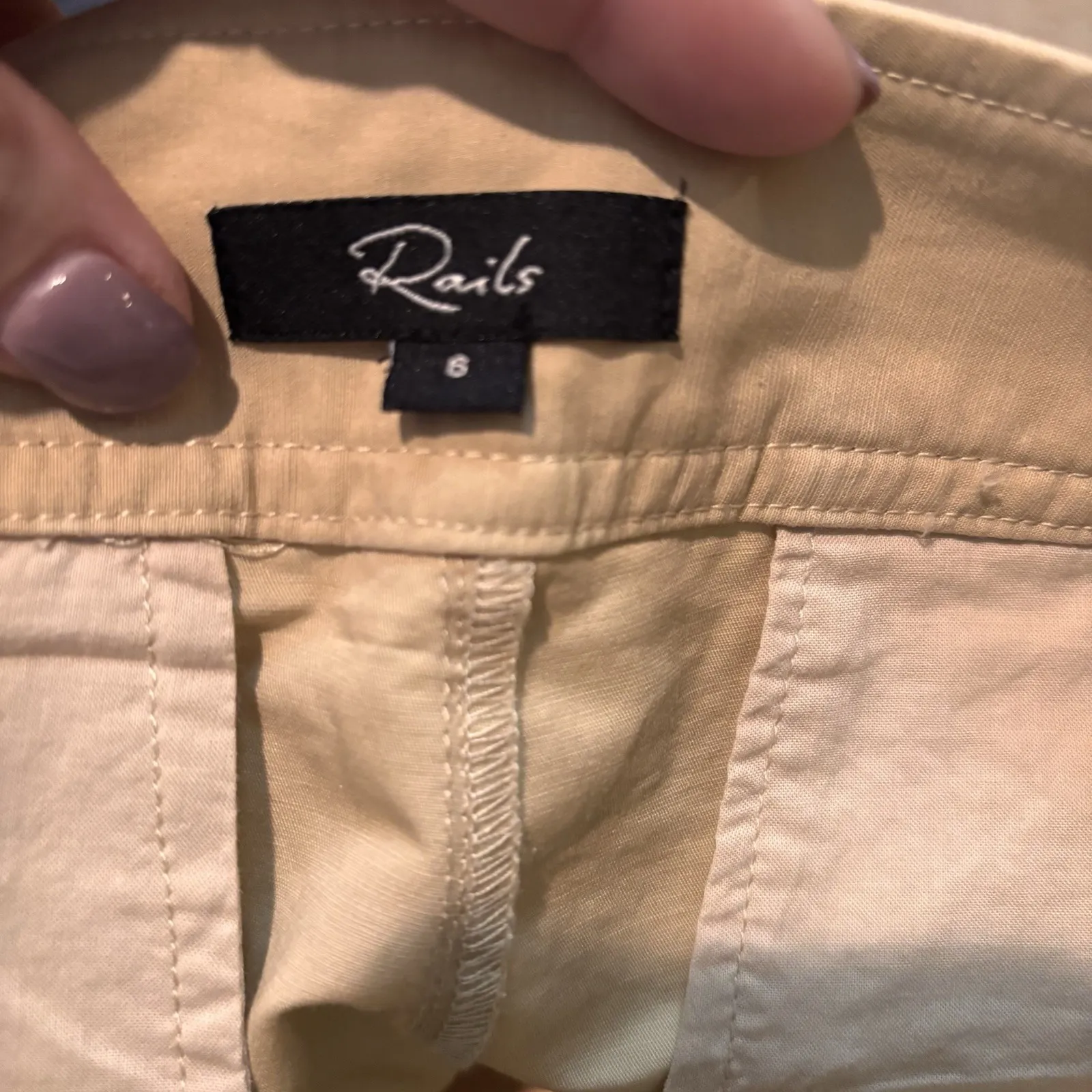 Rails Fran Pants Tan Utility Wide Leg Women's Size 6 Cotton Linen - Image 8