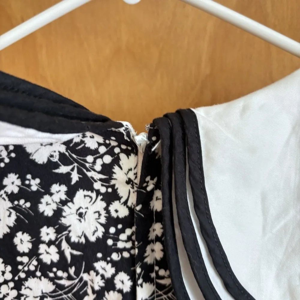 VTG Lanz Original Dress Small Floral Dress Sailor Garden Party Sundress Collared White - Image 8