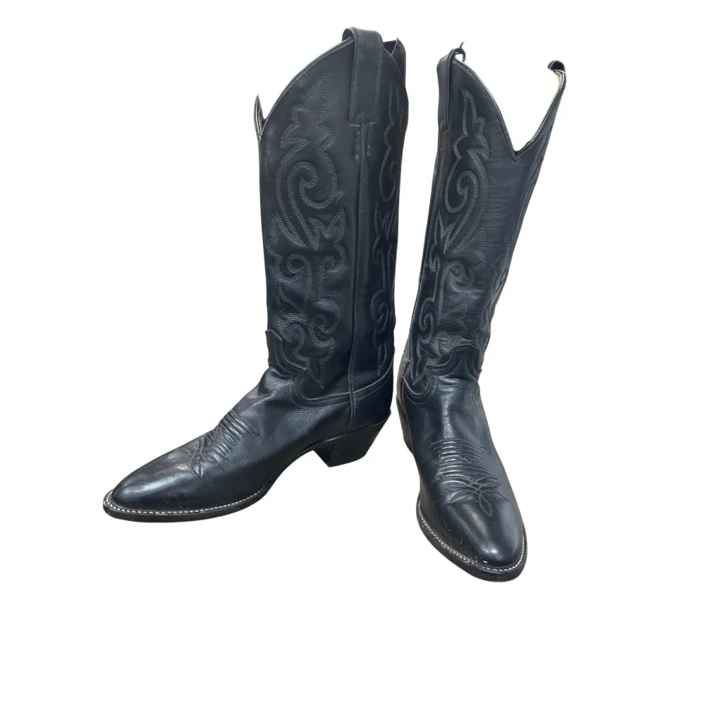 Justin Boots Womans Vintage Black Leather Western mid Calf Boots 6.5B SKU 9561 - Image 2